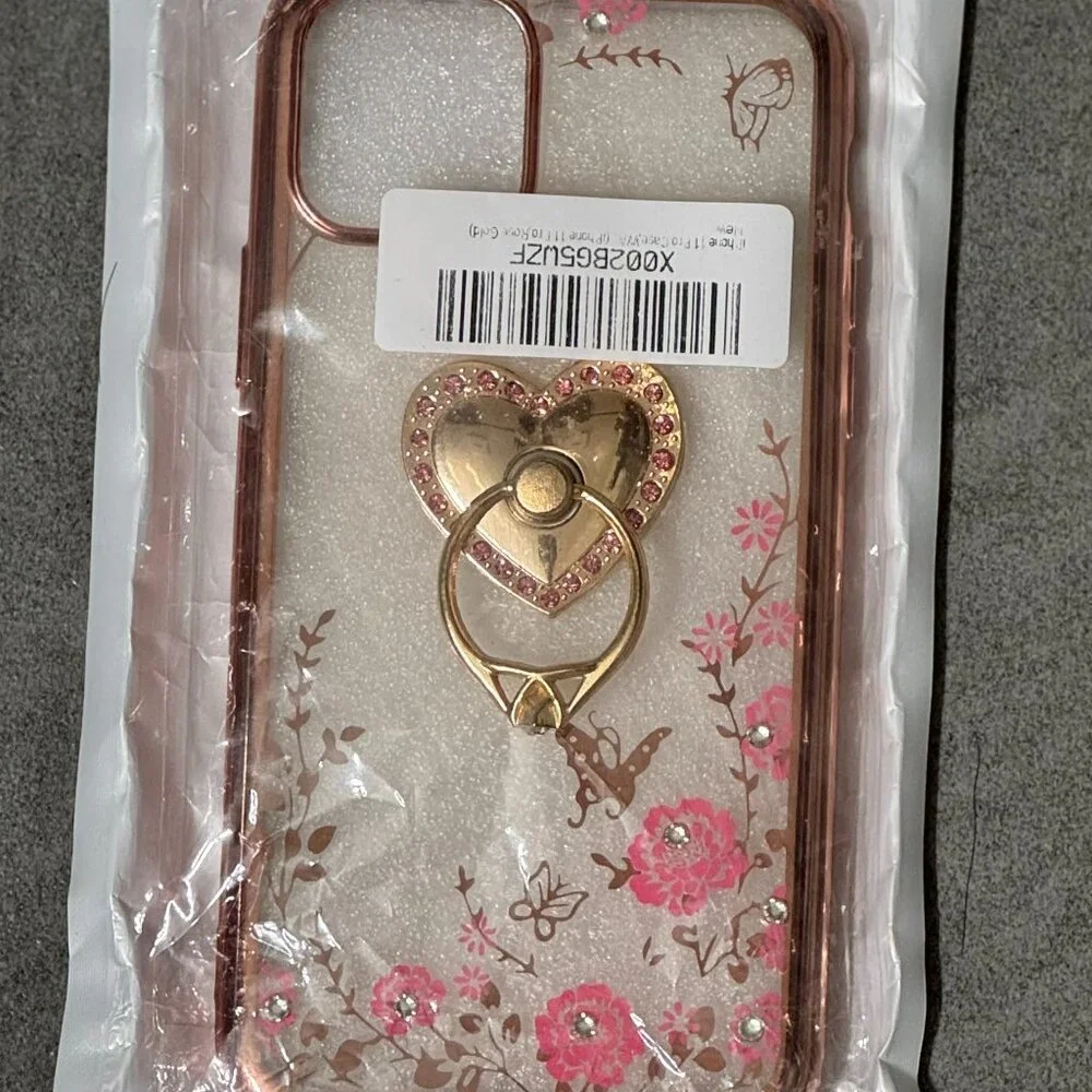 Elegant Pink Floral & Gold Butterfly iPhone 11 Case - New in Packaging
